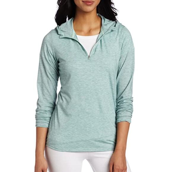 Horny Toad Womens S Swifty 1/4 Zip T Hoodie Pullover Green Tencel Outdoor Walk - Picture 1 of 8